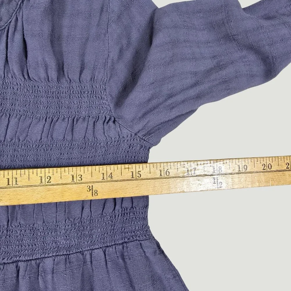 Boho Tunic Blouse Smocked Henley Long Sleeve Gray Medium - Picture 8 of 16